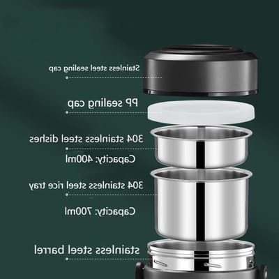 Voedsel Lunch Pot - Isolatie Bak - Warm Eten - Lekvrij Ontwerp - 1.6 Liter - Zwart