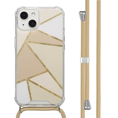 imoshion Hoesje - Geschikt voor Apple iPhone 13 - Design Hoesje met Koord - Beige Graphic