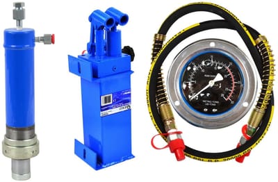 GEKO 20 ton werkplaatspers set - cilinder, 2-snelheden pomp, manometer, slang