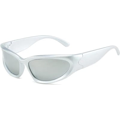 Lunettes de soleil vintage enveloppantes pour hommes femmes Protection UV400 Ovales Sombres Sport Montures Mode Extérieure Lunettes As picture white