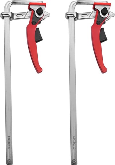 Snelspanklemmen Set - Ratelschroefklemmen - Houtbewerking Werkplaats - 180kg Spankracht Snelsluiting - 30cm Diepte - Rood