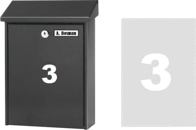 Huisnummer sticker 3 WIT (6cm hoog) / plakcijfer / cijfersticker