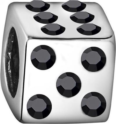 Quiges - 925 - Zilveren - Bedels -Sterling zilver - Beads - Dobbelsteen Kraal Charm - Geschikt – voor - alle bekende merken - Armband Z666