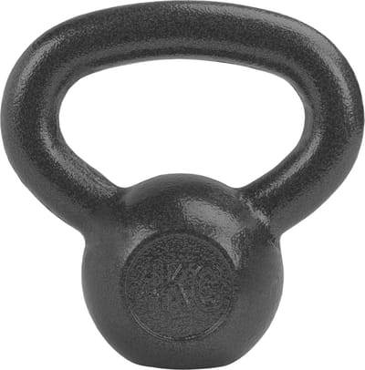 RYZOR Kettlebell van 4 kg - Gietijzeren - crossfit - Bootcamp - massief gietijzer - Kogelhalter - Fitness - gewichten -  4 kg - binnen en buiten - Halters en gewichten - Fitness en Training - Krachttraining - Krachtbenodigdheden - Gietijzer Grijs