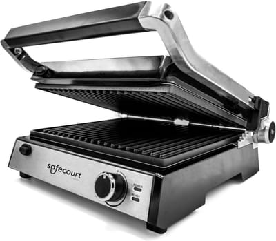 Tosti apparaat - Paninigrill contactgrill - Snel eten maken - Uitneembare vaatwasserbestendige platen - Groot grilloppervlak - Zilver