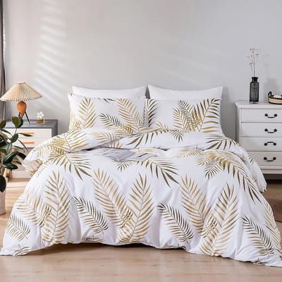 Dekbedovertrekset met tropisch palmbladerenpatroon - 200 x 220 cm - 2 kussenslopen 80 x 80 cm - onzichtbare ritssluiting - 100% microvezel - eigentijds