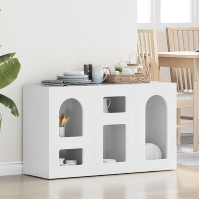 vidaXL - Dressoir - ELST - Hoogglans - wit - 100 - x - 35 - x - 59 - cm - Bewerkt - hout