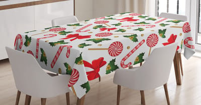 ABAKUHAUS Tafelkleed Snoepstok – Rechthoek 140x240 cm, Rood/ Groen