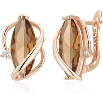 Boucles d'oreilles pendantes en zircon naturel marron brillant pour femmes Mode Couleur Or Rose Haute Qualité Quotidien Fin Bijoux Vintage beige