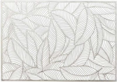 Unique Living Placemat Nissa - 1x - zilver bladmotief - 30 x 45 cm - tafeldecoratie