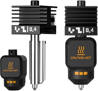 Dailygoods- Hotend 2 stuks - Geïntegreerde Quick Swap - Gehard Stalen Mondstuk 0,4 mm - Hoge Temperatuur - Compatibel met Bambu Lab X2D/P2S - Siliconen Afdekking - 3D-printerkop