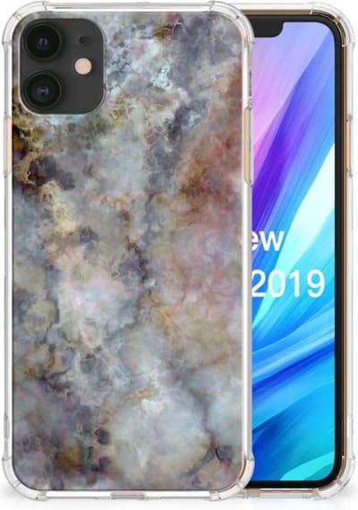 Apple iPhone 11 Anti-Shock Hoesje Marmer Grijs