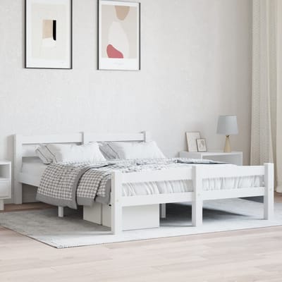 vidaXL - Bedframe - massief - grenenhout - wit - 120x200 - cm