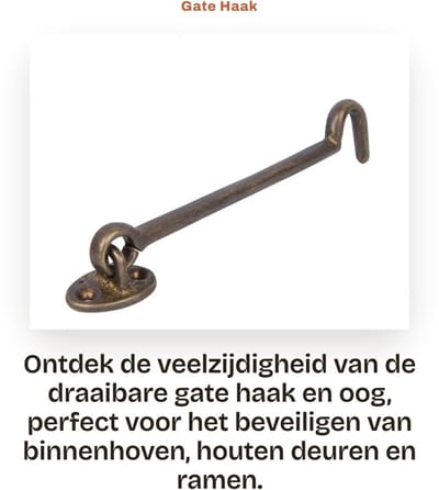Dailygoods- Haak Draaibaar - Messing Veiligheidsraam - Windbeugel - Deurbeugel - Eenvoudig te installeren - Hoogwaardige constructie - Raamgrendel