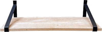 GoudmetHout® Wandplank Industrieel - 40 x 40 cm Muurplank - Eiken Hout - Decoratie Wandrek & Boekenrek - Hangplank Keuken - Wall Shelf + 2 Mat Zwarte Plankdragers van Staal