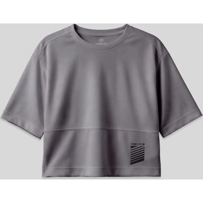 Oversized polyester t-shirt met ronde hals en zak