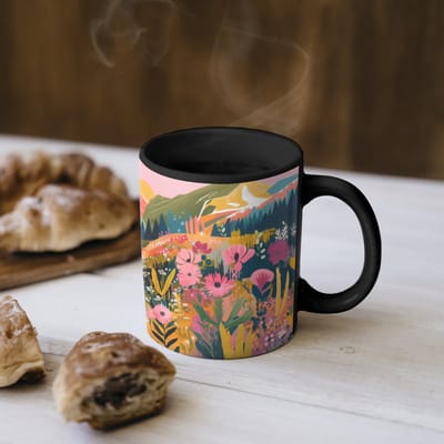 Magische Mok - Foto op Warmte Mokken - Koffiemok - Rivier - Diepte - Bloemen - Magic Mok - Beker - 350 ML - Theemok