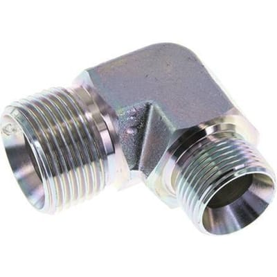 90° L-Verloopkoppeling  G3/4 '' X G1 '' Hoge Druk Staal  60° Conus 225bar Hydrauliek