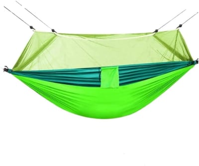 Hangmat met Klamboe - Kampeerhangmat Outdoorhangmat - Ontspannen Buiten - Snelle Openende Constructie - 1.2 kg - Groen