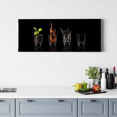 Canvas print DD123233 TheFourElement A.S. Création 1,0 x 0,4 m Zwart / Antraciet Kantoor Hal/Gang Keuken Slaapkamer Woonkamer