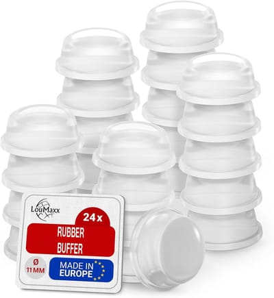 Rubberen stempel, 24 stuks, transparant, Ø 11 mm, extra sterke kleefvoeten voor anti-slip en bescherming