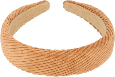 Haarsoires Haarband Diadeem 3cm – Zacht Gevuld – Ribstof – Lichtbruin - Comfortabel voor Dames & Meisjes - Universele Maat