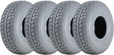 330x100 banden voor scootmobielen, grijs blokpatroon, luchtbanden, niet-afgevend, 400-5 (set van 4)