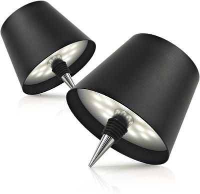 GELLDG Flessenlamp - Oplaadbare flessenlamp - Draadloze tafellamp - Touchbediening - 3 kleurtemperatuurstanden - Dimbaar - Geschikt voor woonkamers en eetkamers - 2 stuks - Zwart