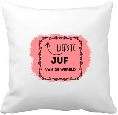 Akyol - liefste juf van de wereld Kussen hoes - Juf - de liefste juf - verjaardag - cadeautje voor juf - kado - geschenk - collega's - 40 bij 40 cm