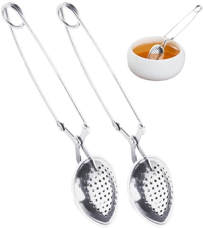 Dailygoods- Theelepels 2 stuks - Roestvrij Staal - Ergonomisch Handvat - Theepotaccessoires - Theepotzeef - Comfortabele Grip - Theelepel