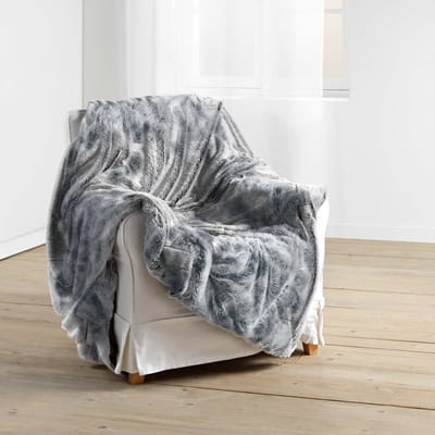 Wicotex - Plaid deken - Fleece Plaid Grand Foulard Bank Antartica - Afmeting 180x220cm Grijs Hoog polig - Zacht en warme Fleece deken - Plaidfleece