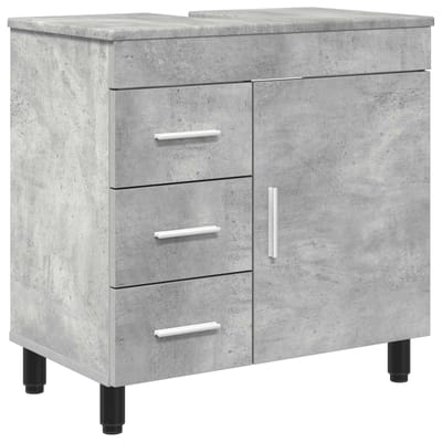 vidaXL - Badkamer - vaniteitsunit - Betongrijs - 60 - x - 35 - x - 60 - cm - Bewerkt - hout