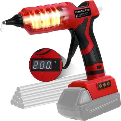 Draadloos lijmpistool - Hete lijm - Reparaties en knutselen - Instelbare temperatuur - 100 Watt - Roze