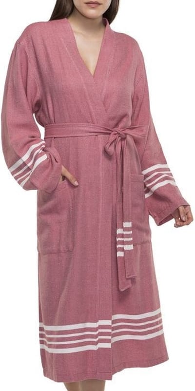 Lalay - hamam badjas Krem Sultan - dusty rose - XL - dames heren badjas - sauna badjas - dunne badjas - 100% gekamd katoen
