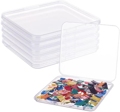Dailygoods- Opbergdozen Set van 6 - Doorzichtige Kunststof - Klapdeksel - Voor Kleine Voorwerpen - Organiseren van Kralen/Sieraden - Compact en Robuust - Opbergcontainers