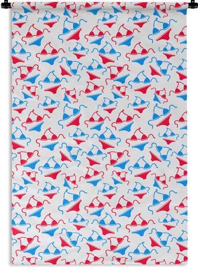 Wandkleed - Wanddoek - Bikini - Strand - Patronen - 120x180 cm - Wandtapijt