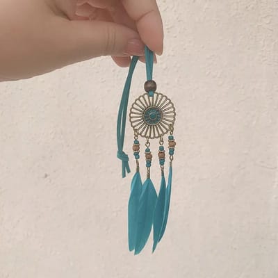 Mini Attrape-rêves Artisanat Pendentif de Voiture Plumes Carillon à Vent Chambre de Fille Décoration Murale Maison Porte-clés Cadeaux d'Anniversaire NOUVEAU