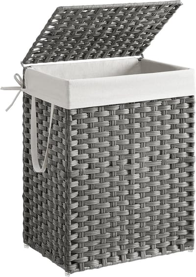 Hoppa! Wasmand - Grijs - Pp-Kunststof, Staal, Polyesterstof - 5 x 32 x 61 cm (B x D x H)