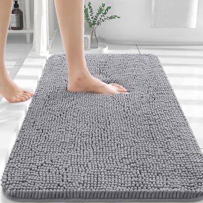 Cuhostki - 1 Stuk - Antislipmat voor de Badkamer - Badmat Antislip Voor In Badkamer - Grote Douchemat Antislip - Chenille Badmat - Donker Grijs - Polyester - 50cm*80cm - Super Absorberend - Snelle Droging - Duurzaam - Binnen Gebruik