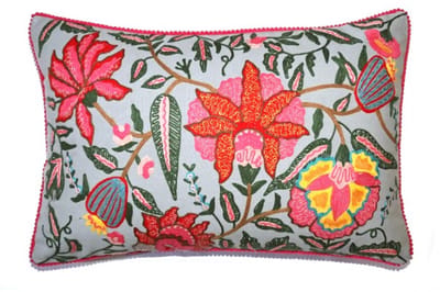 Only Natural sierkussen kussen velvet fluweel met bijzondere bloemen 40 x 60 cm
