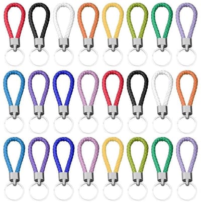 Dailygoods- Sleutelhanger 24 Stuks - Lederen Touw - Geweven Sleutelhanger - Handgemaakt - Draagbare Sleutelhanger - Gekleurde Sleutelhanger - Sleutelkoord