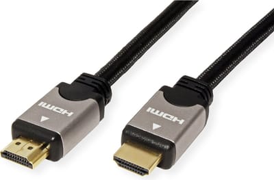 ROLINE HDMI HighSpeed kabel met Ethernet, M/M, zwart / zilver, 1 m