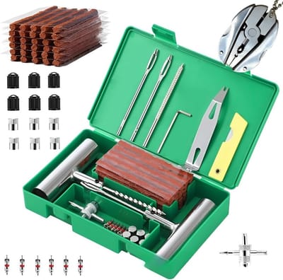 Bandenreparatieset voor Auto – Complete Reparatieset met Afdichtmiddel, T-Greepgereedschap, Cutter en Ventielen – Snelle Reparatie in 15 Minuten