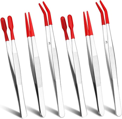 Rubberen pincet set 6-delig - RVS met rubberen tips - Voor knutselen en laboratoria - ShopVlot