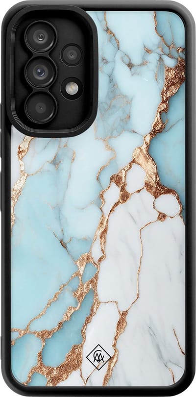 Casimoda® hoesje - Geschikt voor Samsung Galaxy A53 - Marmer Lichtblauw - Zwart TPU Backcover - Marmer - Blauw