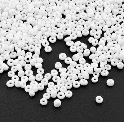 Kralen, indianenkralen, zaadkralen, ponykralen, 3 mm, ondoorschijnend, mat, 8/0, ondoorschijnend, ondoorschijnend, zaadkralen, 3300 stuks (wit)