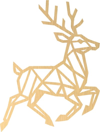 Rendier Rudolf wanddecoratie – geometrische line-art – middel 38×29,0 cm – goud – feestdagen – kerstdecoratie