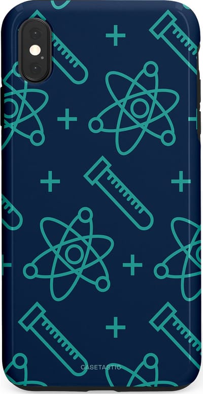 Casetastic hoesje geschikt voor Apple iPhone XS Max - Dubbellaagse bescherming - Atomen Creaties - Fashion Case - Donkerblauw Turquoise
