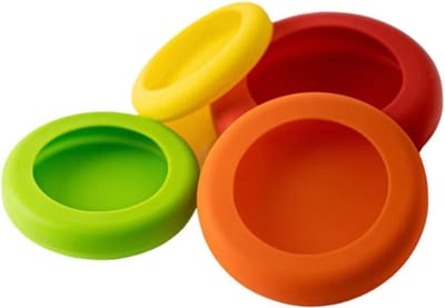 Pack van 4 Rekbare Siliconen Deksel - Diverse Siliconen Lids - Bescherming tegen Versheid - Voor Voedsel - Bekers - Blikjes - Fruit