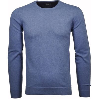 Ragman Trui Supersoft Knit Pullover Knitted Elbow Patches Duivenblauw / male